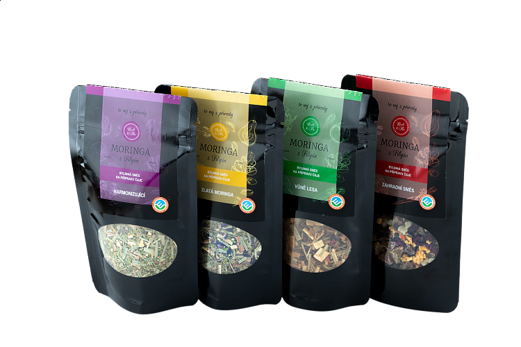 Gift set of luxury teas with moringa, 4x 50g